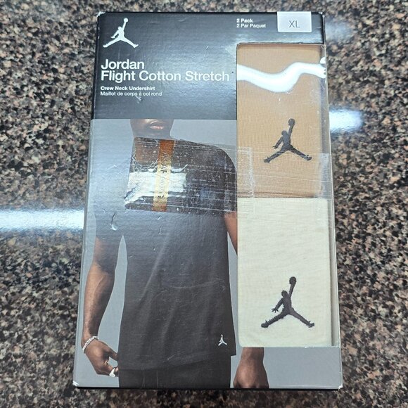 Jordan Flight Cotton Stretch Crew Neck Undershirt - Men's XL ( 2 Pack) Hemp - Picture 1 of 5